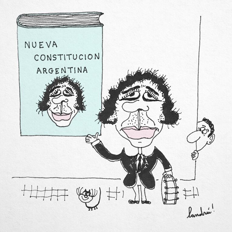 Caricatura de Carlos Saúl Menem Reforma de la Constitución Argentina 1994 Por Landrú